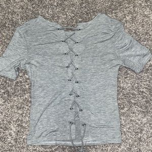 Gray back lace shirt